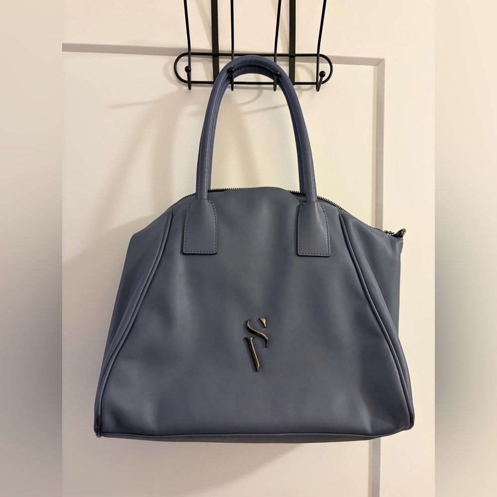 Simply Vera Vera Wang Blue/Gray Vegan Leather Tote Bag Purse